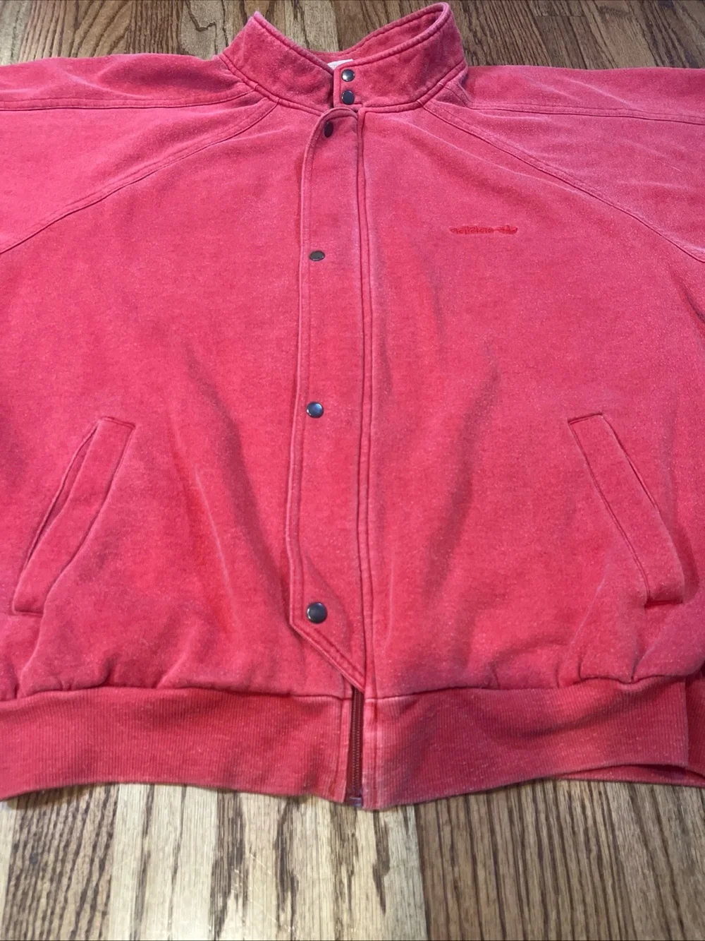 Vtg 80s ADIDAS Trefoil Track Bomber Jacket Full Zip Snap Blokecore Taiwan L/XL